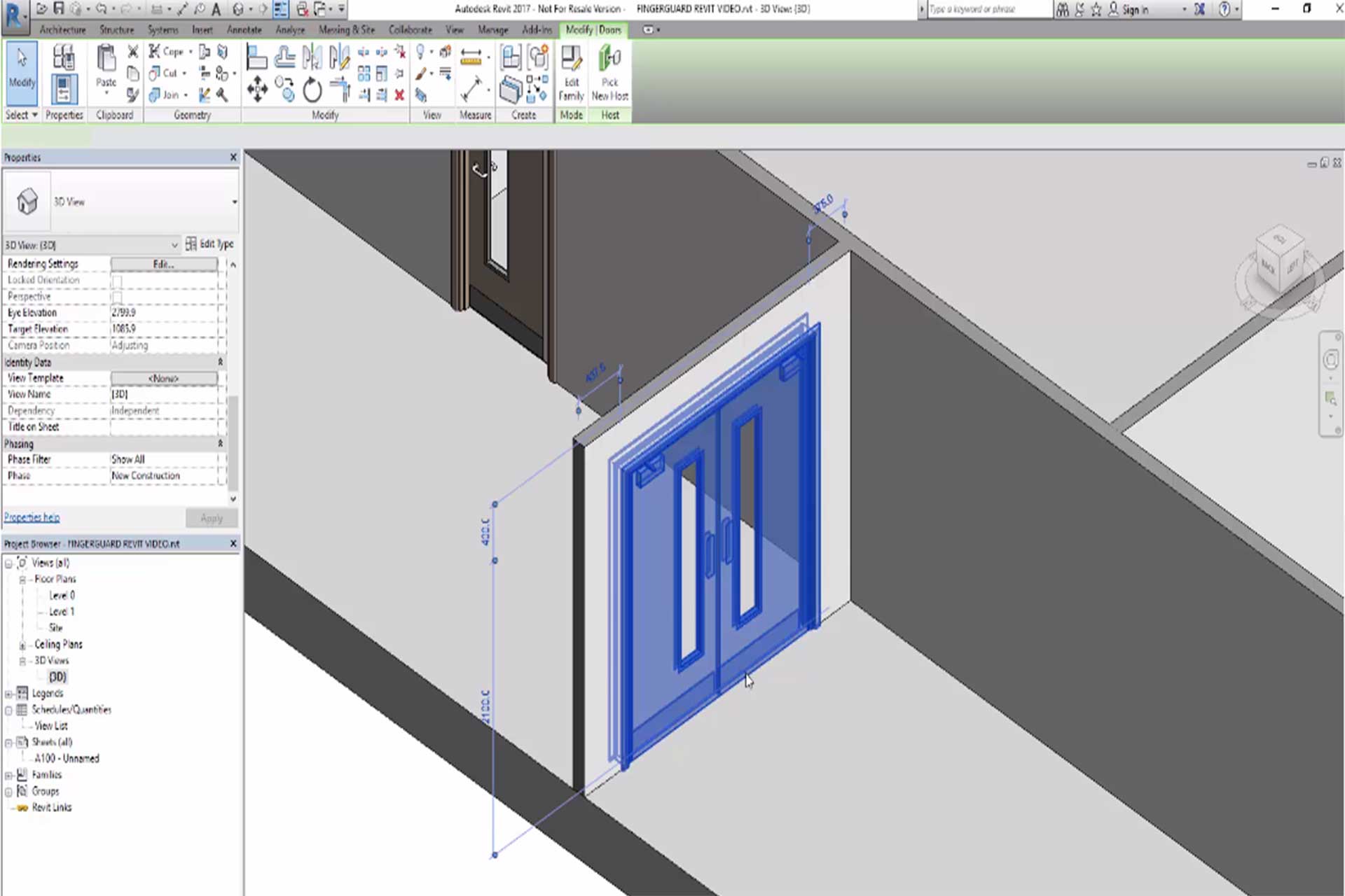 BIM model for finger guards
