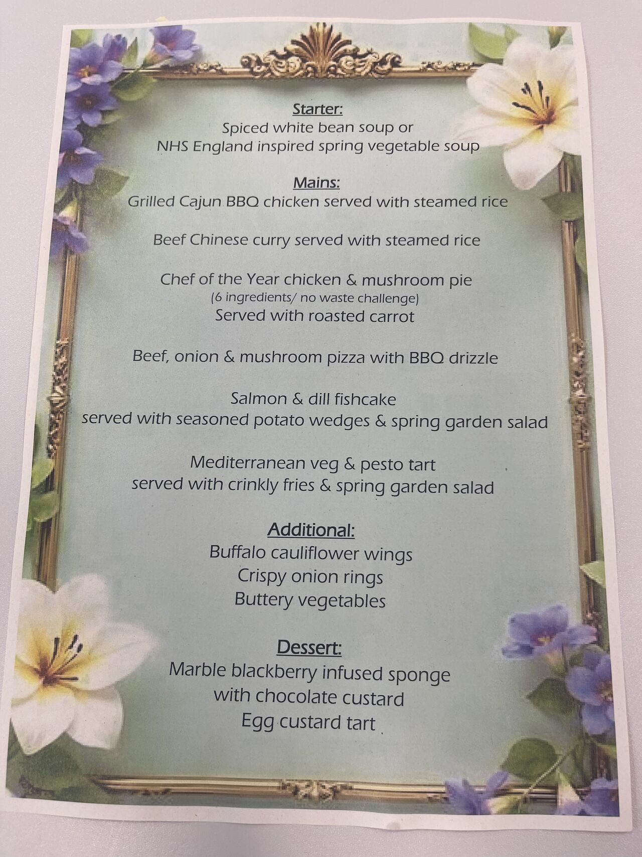 GMMH Sample Menu