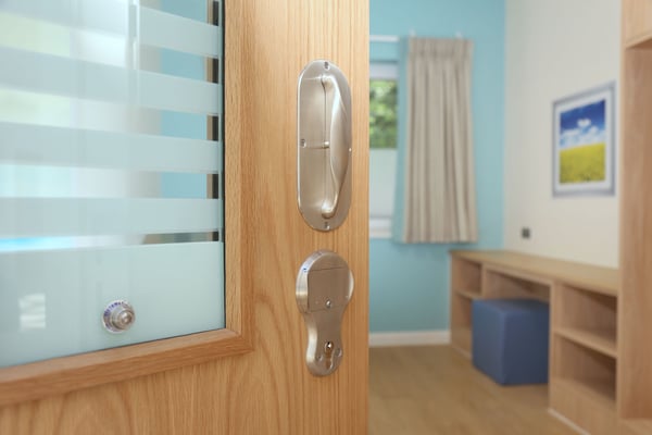 Bedroom door with mechanical lock - Newnham Ward