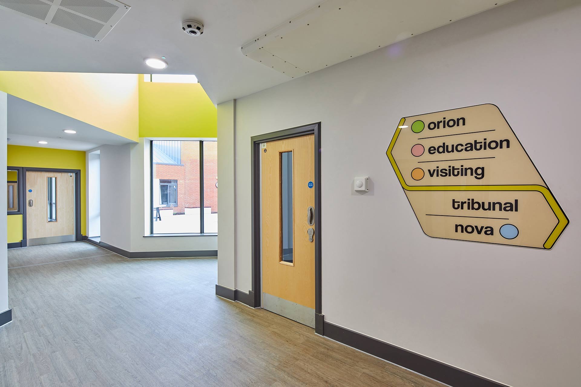 Corridor and signage at Inspire CAMHS