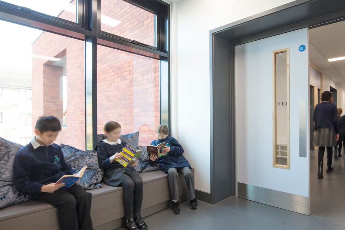 Albion School Corridor - Integral Finger Guard