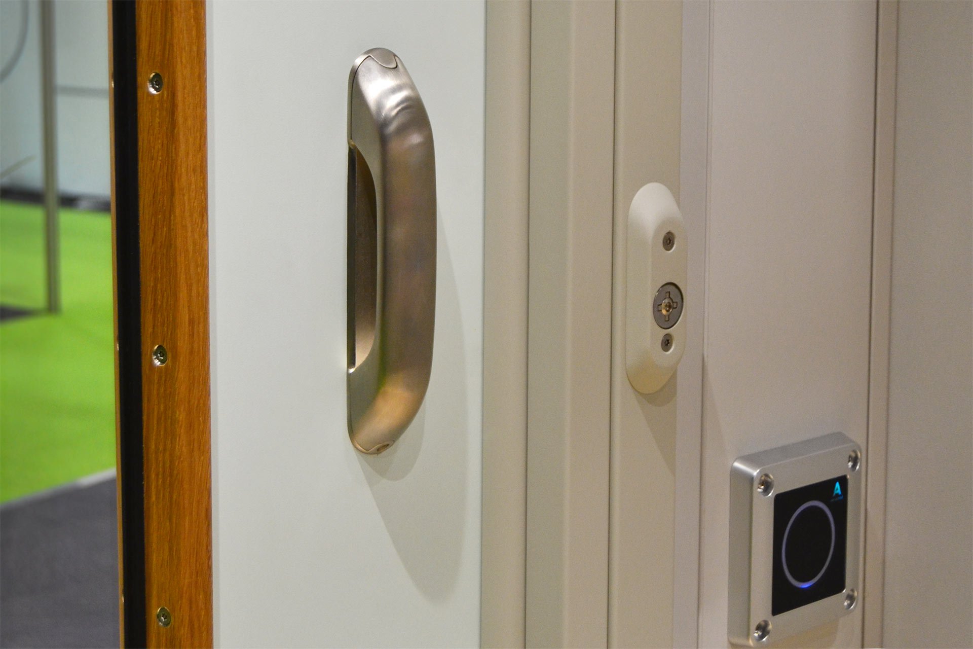 Ward entry electronic lock operated by a wall reader