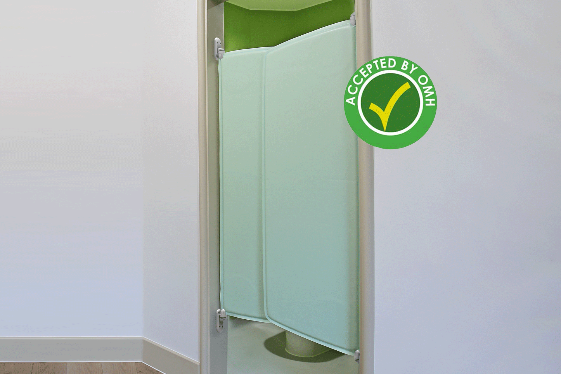 Bathroom door approved by all three behavioral health design guides